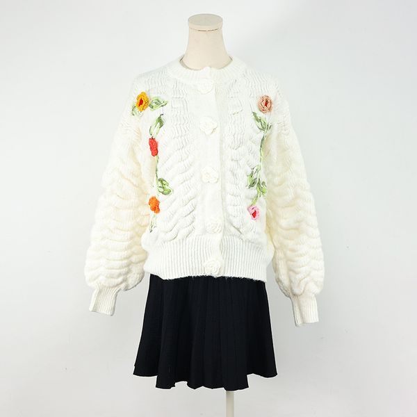 909 2022 milan runway autumn sweater long sleeve crew neck cardigan white womens yuecheng, White;black
909 2022 milan runway autumn sweater long sleeve crew neck cardigan white womens yuecheng, White;black