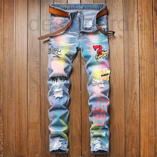 men's jeans designer 2021 autumn and winter style hole sticking cloth paint multicolor elastic small straight jeans nxw5, Blue
men's jeans designer 2021 autumn and winter style hole sticking cloth paint multicolor elastic small straight jeans nxw5, Blue