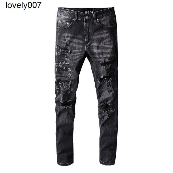 men's jeans high street fashion brand amirs jeans men's personality hole breaking trend frayed splicing slim leggings, Blue
men's jeans high street fashion brand amirs jeans men's personality hole breaking trend frayed splicing slim leggings, Blue