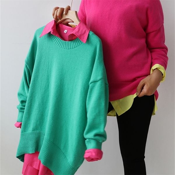 women s sweaters candy colors oversize sweater autumn loose green pullover knitted for women korean soft baggy winter jumper 220920, White;black
women s sweaters candy colors oversize sweater autumn loose green pullover knitted for women korean soft baggy winter jumper 220920, White;black