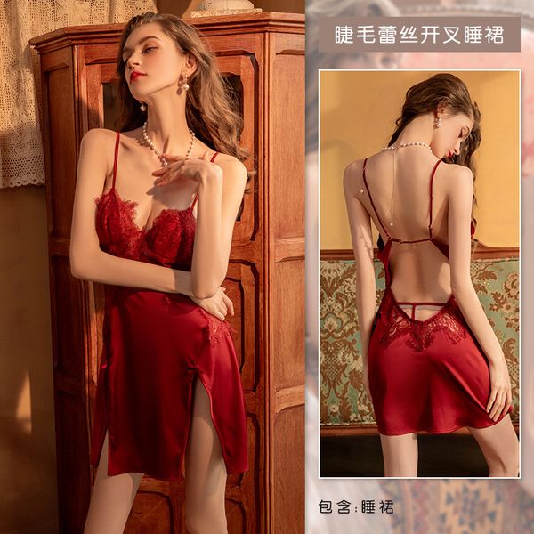 ladies sleepwear pajamas female pure lust couple satin lace lace nightdress set, Black;red
ladies sleepwear pajamas female pure lust couple satin lace lace nightdress set, Black;red