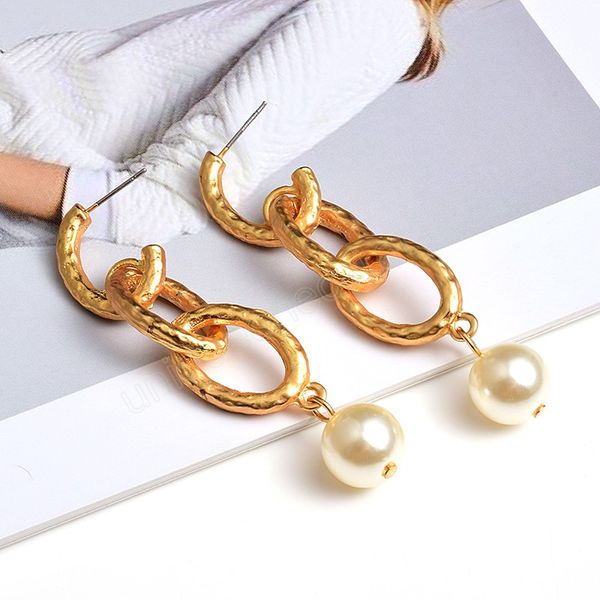 simulated pearl gold color metal dangle earrings fashion long pendientes earring jewelry accessories for women, Silver
simulated pearl gold color metal dangle earrings fashion long pendientes earring jewelry accessories for women, Silver