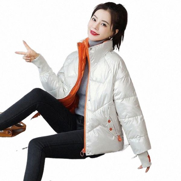 women's down & parkas bright face padded jacket short 2021 fashion winter female coat loose wild thick warm clothing s93u#, Black