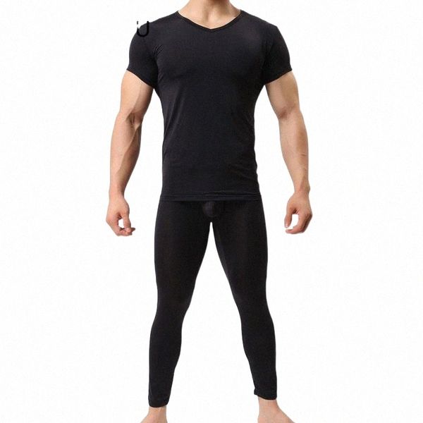 men's thermal underwear warm men long johns ice silky ultra-thin and pants set nightwear 9816#, Black;white
men's thermal underwear warm men long johns ice silky ultra-thin and pants set nightwear 9816#, Black;white