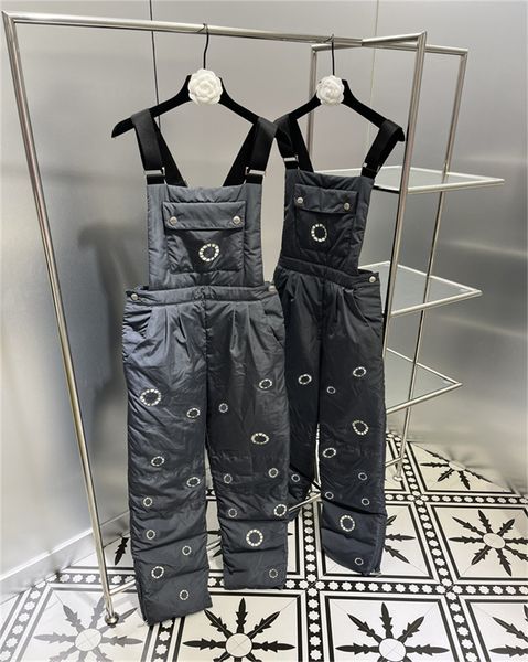women's capris ladies overalls one-piece pants monogrammed down black trousers, Black;white
women's capris ladies overalls one-piece pants monogrammed down black trousers, Black;white
