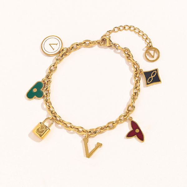 2022 new fashionable classic bracelets women bangle multicolor 18k gold plated faux pendant stainless steel love gift wristband cuff link ch, Black
2022 new fashionable classic bracelets women bangle multicolor 18k gold plated faux pendant stainless steel love gift wristband cuff link ch, Black