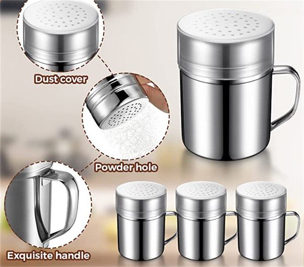 factory mills stainless steel dredges spice shaker pepper bottles with handles and lids powder sugar duster
factory mills stainless steel dredges spice shaker pepper bottles with handles and lids powder sugar duster