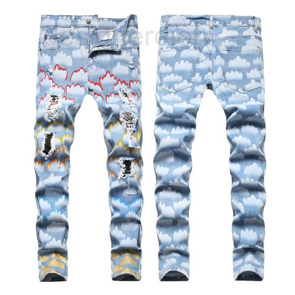 men's jeans designer hole patch lining hand-painted color blue sky and white clouds slim elastic small straight jeans eoh7
men's jeans designer hole patch lining hand-painted color blue sky and white clouds slim elastic small straight jeans eoh7
