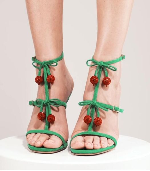 luxury women sandals high heels aquazzuras- cerise sandal 105mm fashion crystal cherries designer sandal with box, Black
luxury women sandals high heels aquazzuras- cerise sandal 105mm fashion crystal cherries designer sandal with box, Black