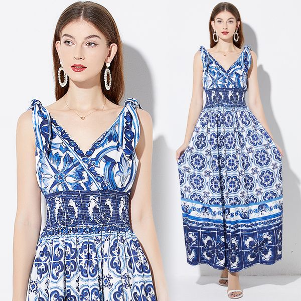 v-neck printed sleeveless long maxi dress 2022 designer runway womens elegant casual office party swing dresses ladies slim waist beach reso, Black;gray
v-neck printed sleeveless long maxi dress 2022 designer runway womens elegant casual office party swing dresses ladies slim waist beach reso, Black;gray