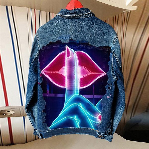 autumn women's denim jacket personality red lips graffiti print hip-hop straight, Black;brown
autumn women's denim jacket personality red lips graffiti print hip-hop straight, Black;brown