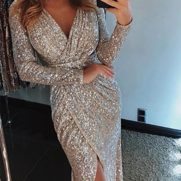 casual dresses elegant sequined glitter party women v neck bodycon slim vestidos long sleeve ladies club 220921, Black;gray
casual dresses elegant sequined glitter party women v neck bodycon slim vestidos long sleeve ladies club 220921, Black;gray