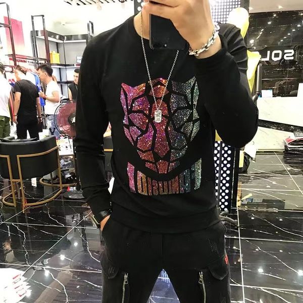 men designer jumper leopard diamonds beads hoodies tee o neck long sleeve casual male leisure skeleton streetwear sweatshirt hip hop black w, White;black
men designer jumper leopard diamonds beads hoodies tee o neck long sleeve casual male leisure skeleton streetwear sweatshirt hip hop black w, White;black