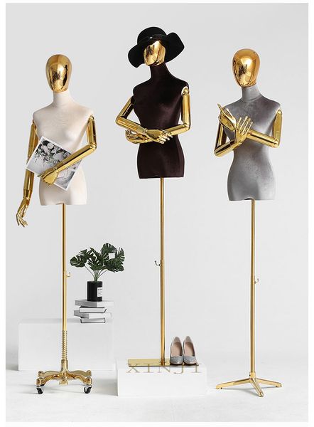 fashionable female mannequin silver plated head gold velvet bust dummy model doll display shelf, Khaki
fashionable female mannequin silver plated head gold velvet bust dummy model doll display shelf, Khaki