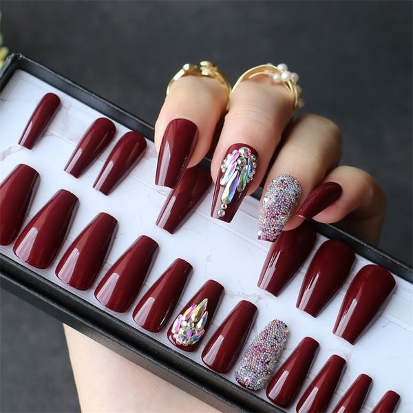 false nails burgundy coffin uv fasle nails luxury crystal caviar press on nails box packing drop gift custom 220921, Red;gold
false nails burgundy coffin uv fasle nails luxury crystal caviar press on nails box packing drop gift custom 220921, Red;gold