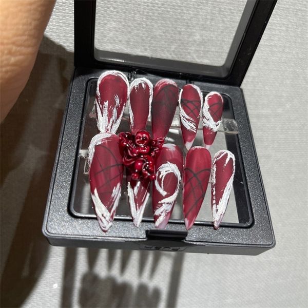 false nails gothic blood red angel design false nails aesthetic y2k press on nails handmade fake nail with glue reusable coffin nail tips 22, Red;gold
false nails gothic blood red angel design false nails aesthetic y2k press on nails handmade fake nail with glue reusable coffin nail tips 22, Red;gold