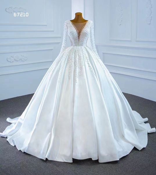 luxury wedding dress satin embellished pearl white bridal long sleeve women' dress sm67210
luxury wedding dress satin embellished pearl white bridal long sleeve women' dress sm67210