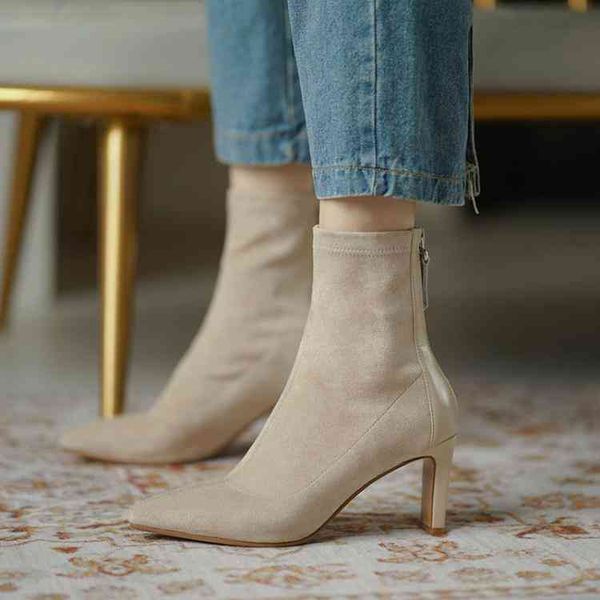 women boots leather woman shoes winter apricot pointed 5cm high-heeled short boots elastic thin socks and ankle 220914, Black
women boots leather woman shoes winter apricot pointed 5cm high-heeled short boots elastic thin socks and ankle 220914, Black