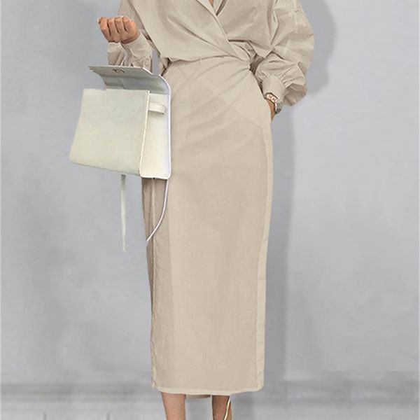 casual dresses women maxi celmia autumn elegant lapel long lantern sleeve shirt fashion bandage thin solid ladies party robe 220921, Black;gray
casual dresses women maxi celmia autumn elegant lapel long lantern sleeve shirt fashion bandage thin solid ladies party robe 220921, Black;gray
