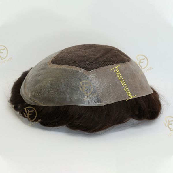 men's wig scalp fine french lace center and wide polyester hair replacement system indian remy hair, Black
men's wig scalp fine french lace center and wide polyester hair replacement system indian remy hair, Black