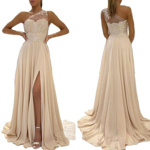 light champagne prom dresses a line one shoulder lace split chiffon party evening gowns party 2022 homecoming, Black
light champagne prom dresses a line one shoulder lace split chiffon party evening gowns party 2022 homecoming, Black