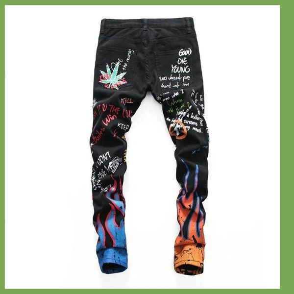 men's jeans american street style fashion white black slim fit designer printed elastic punk pants hip hop homme, Blue
men's jeans american street style fashion white black slim fit designer printed elastic punk pants hip hop homme, Blue
