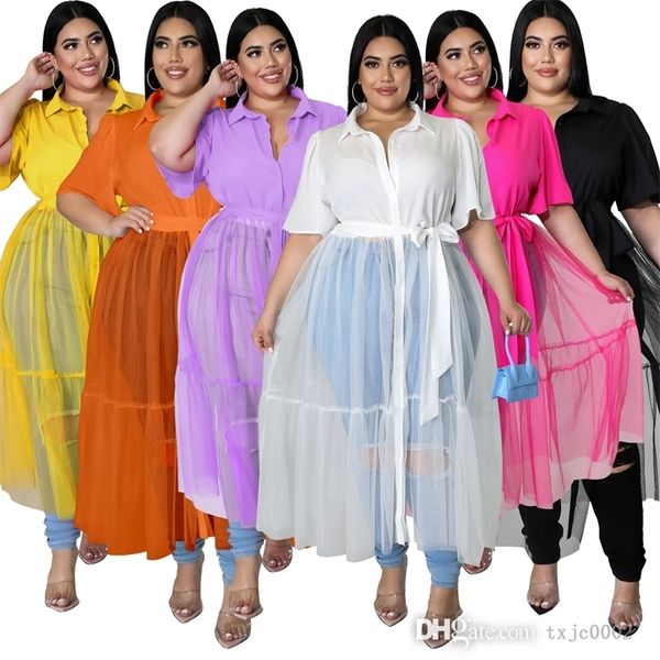 womens plus size shirt dresses xl-5xl short sleeve shirts summer designer fat woman chiffon mesh stitched casual dress, Black
womens plus size shirt dresses xl-5xl short sleeve shirts summer designer fat woman chiffon mesh stitched casual dress, Black