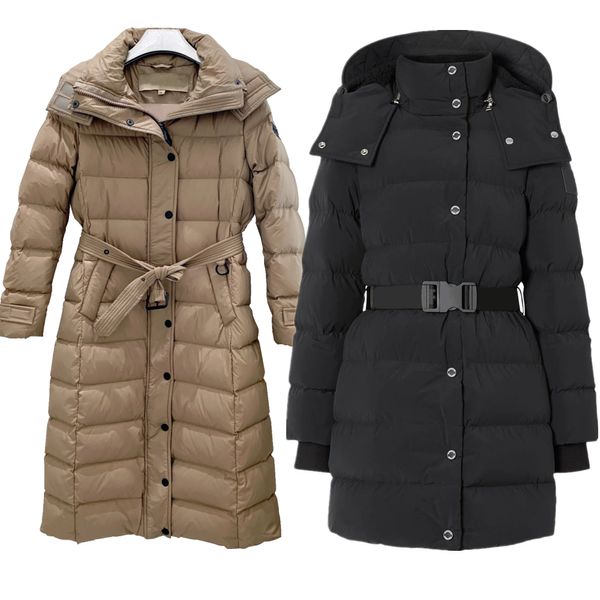 

womens black puffer jacket down coat winter parka long coats windbreaker outdoor thick quality windproof warmth waist outerwear suitable for