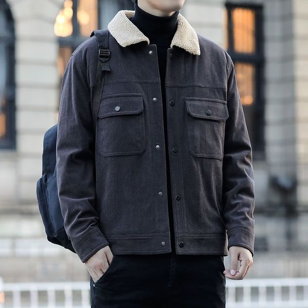 designer corduroy jacket men's lapel cotton plush thickening winter new fashion casual warm coat, Black;brown
designer corduroy jacket men's lapel cotton plush thickening winter new fashion casual warm coat, Black;brown