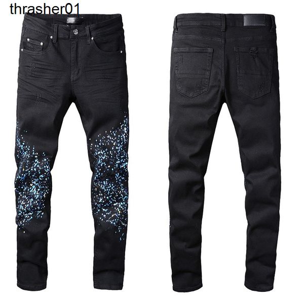 men's jeans amirs personalized fashion casual pants micro elastic cotton youth black splash, Blue
men's jeans amirs personalized fashion casual pants micro elastic cotton youth black splash, Blue