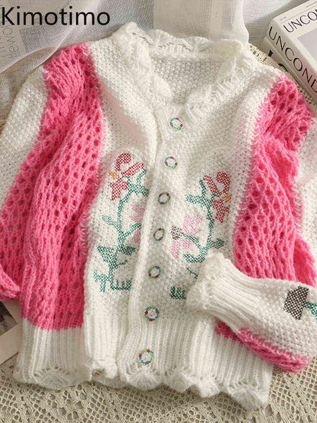 women's sweaters kimotimo hollow embroidery knitted cardigan women 2022 autumn contrast color stitching crop sweater korean chic sweet, White;black
women's sweaters kimotimo hollow embroidery knitted cardigan women 2022 autumn contrast color stitching crop sweater korean chic sweet, White;black