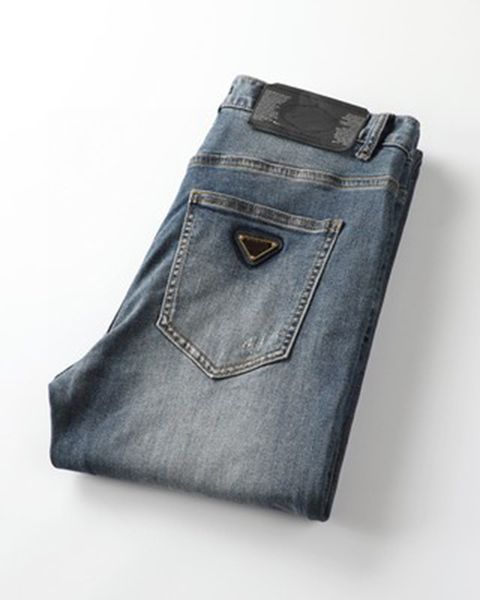 new men's small feet jeans designer style wear out featured denim pants, Blue