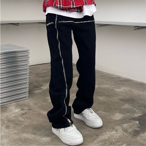 men's pants cross zipper decorate solid black mens cargo pants high street retro straight elastic waist casual trousers loose overalls
men's pants cross zipper decorate solid black mens cargo pants high street retro straight elastic waist casual trousers loose overalls