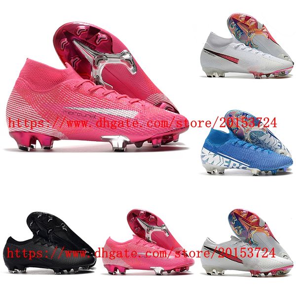 Image of Mens Soccer shoes Mercurial Superfly 7 Elite Mbappe Rosa FG Cleats Football Boots Tacos de futbol CR7 Neymar Ronaldo