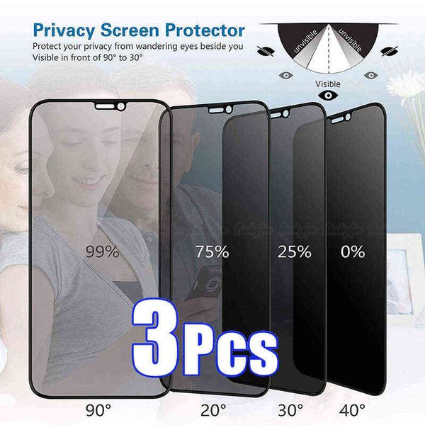 Image of Cell Phone Screen Protectors 1-3Pcs Best Privacy 9H Tempered Glass For iPhone 11 12 13 14 Pro Mini XS MAX X XR 6S 7 8 Plus SE Anti Spy Peep Screen Protector T220921