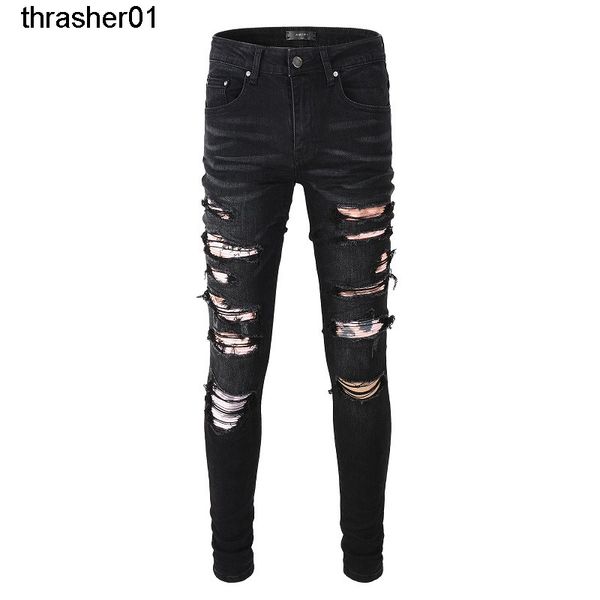 men's jeans new amirs casual worn worn washed splash color painting slim fitting jeans men's, Blue
men's jeans new amirs casual worn worn washed splash color painting slim fitting jeans men's, Blue