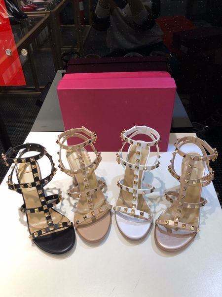 women leather stud rivet ankle strap sandal high heel calfskin buckle rivets lady summer casual shoe luxury designer peep-toes party wedding, Black
women leather stud rivet ankle strap sandal high heel calfskin buckle rivets lady summer casual shoe luxury designer peep-toes party wedding, Black