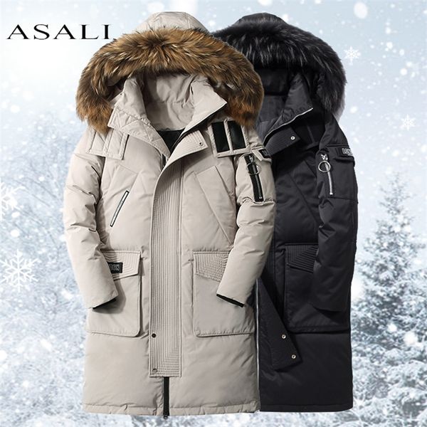 men's down parkas removable fur hooded white duck parka mens warm winter jacket -30 degree multi-pocket male casual coat 220922, Black
men's down parkas removable fur hooded white duck parka mens warm winter jacket -30 degree multi-pocket male casual coat 220922, Black