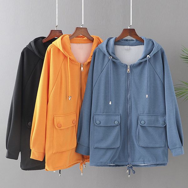 women s plus size outerwear coats jacket for women 3xl 5xl spring and autumn wear long sleeve hooded plain casual large cotton 220922, Black
women s plus size outerwear coats jacket for women 3xl 5xl spring and autumn wear long sleeve hooded plain casual large cotton 220922, Black