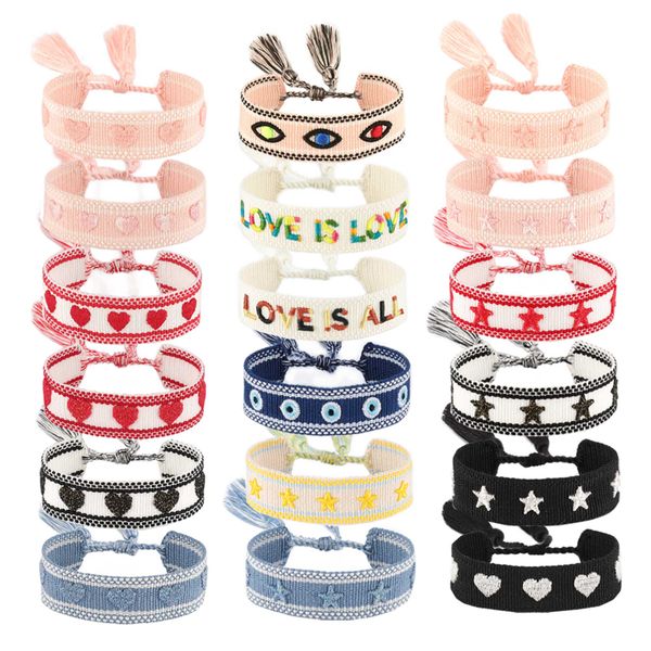 1pc heart love star evil eyes embroidered bracelet wholesale handmade jewelry wedding gift bracelet party tassel wristband, Golden;silver
1pc heart love star evil eyes embroidered bracelet wholesale handmade jewelry wedding gift bracelet party tassel wristband, Golden;silver