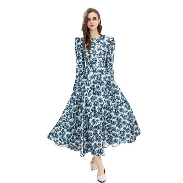 908 xl 2022 autumn women's runway dress long sleeve crew neck flora print women's sh, Black
908 xl 2022 autumn women's runway dress long sleeve crew neck flora print women's sh, Black