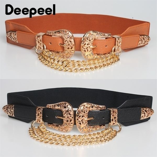 belts 1pc 4x68cm women elastic double buckle cummerbunds chain ladies waistband with dress fashion decoration punk belt corset 220921, Black;brown
belts 1pc 4x68cm women elastic double buckle cummerbunds chain ladies waistband with dress fashion decoration punk belt corset 220921, Black;brown