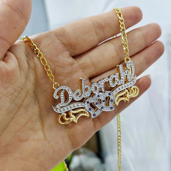 pendant necklaces dascusto personalized nameplate name necklace custom 3d 18kgold plated double diamond choker two-tone chain for women 2209, Silver
pendant necklaces dascusto personalized nameplate name necklace custom 3d 18kgold plated double diamond choker two-tone chain for women 2209, Silver