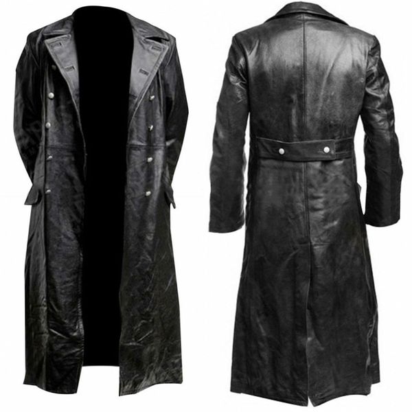 men's leather faux men's german classic ww2 military uniform officer black real leather trench coat 220922
men's leather faux men's german classic ww2 military uniform officer black real leather trench coat 220922