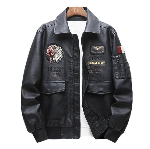 new men's faux leather jacket spring and autumn korean indian embroidery pattern lapel trend air force pilot pu motorcycle men mm22llh7, Black
new men's faux leather jacket spring and autumn korean indian embroidery pattern lapel trend air force pilot pu motorcycle men mm22llh7, Black