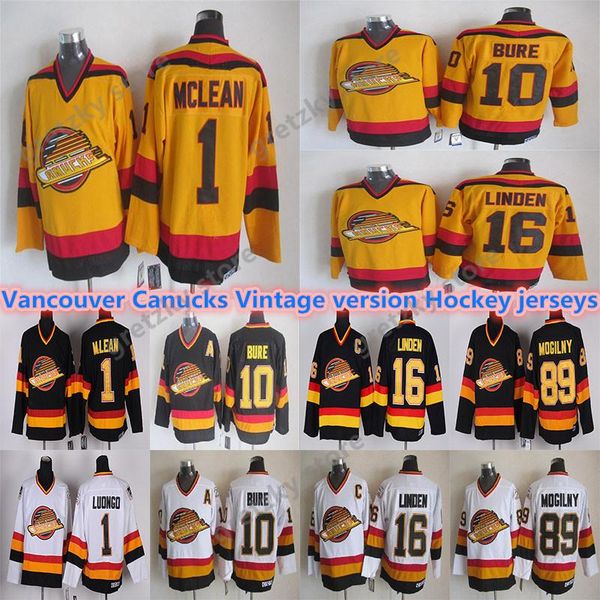 hockey jersey men's vancouver canucks ccm vintage jerseys 10 bure 16 linden 89 mogilny 1 mclean authentic hockey jerseys, Black
hockey jersey men's vancouver canucks ccm vintage jerseys 10 bure 16 linden 89 mogilny 1 mclean authentic hockey jerseys, Black
