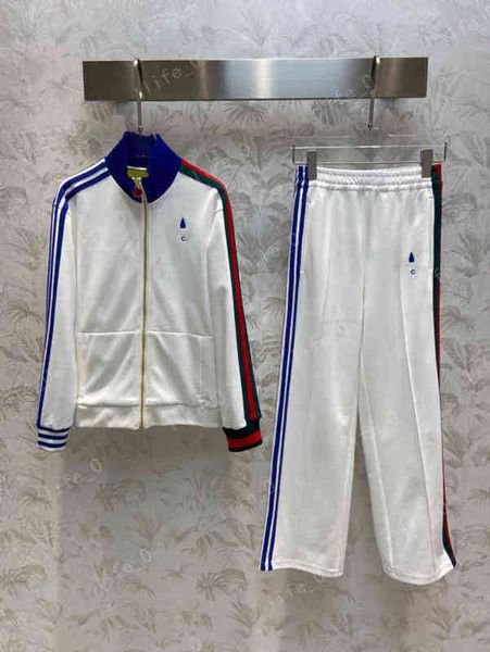 womens two piece pants letter logo embroidered striped stand collar jacket zip long sleeve elastic waist loose trousers fashion designer tr, White
womens two piece pants letter logo embroidered striped stand collar jacket zip long sleeve elastic waist loose trousers fashion designer tr, White