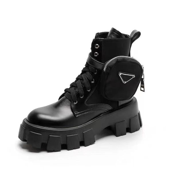 boots women designer ankle boot real leather shoe fashion shiny detachable nylon pouch combat outdoor thick bottom, Black
boots women designer ankle boot real leather shoe fashion shiny detachable nylon pouch combat outdoor thick bottom, Black