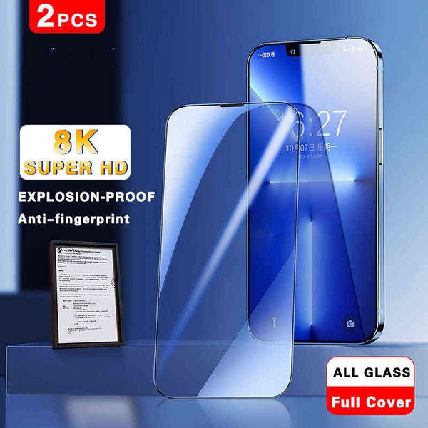 Image of Cell Phone Screen Protectors 8K Super HD Tempered Glass Protective Glass For iPhone 13 12 11 14 PRO MAX XR X XS mini Screen Protector Explosion proof Film T220921