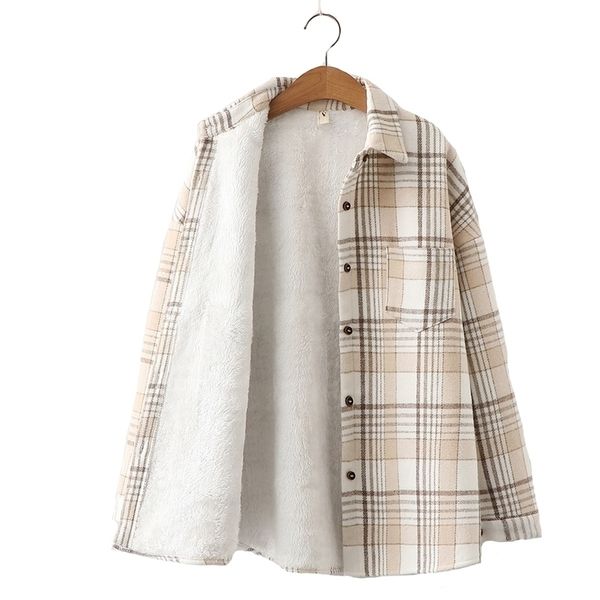 women's blouses shirts fashion thick velvet plaid women winter keep warm and casual slim female clothes outwear 220921, White
women's blouses shirts fashion thick velvet plaid women winter keep warm and casual slim female clothes outwear 220921, White